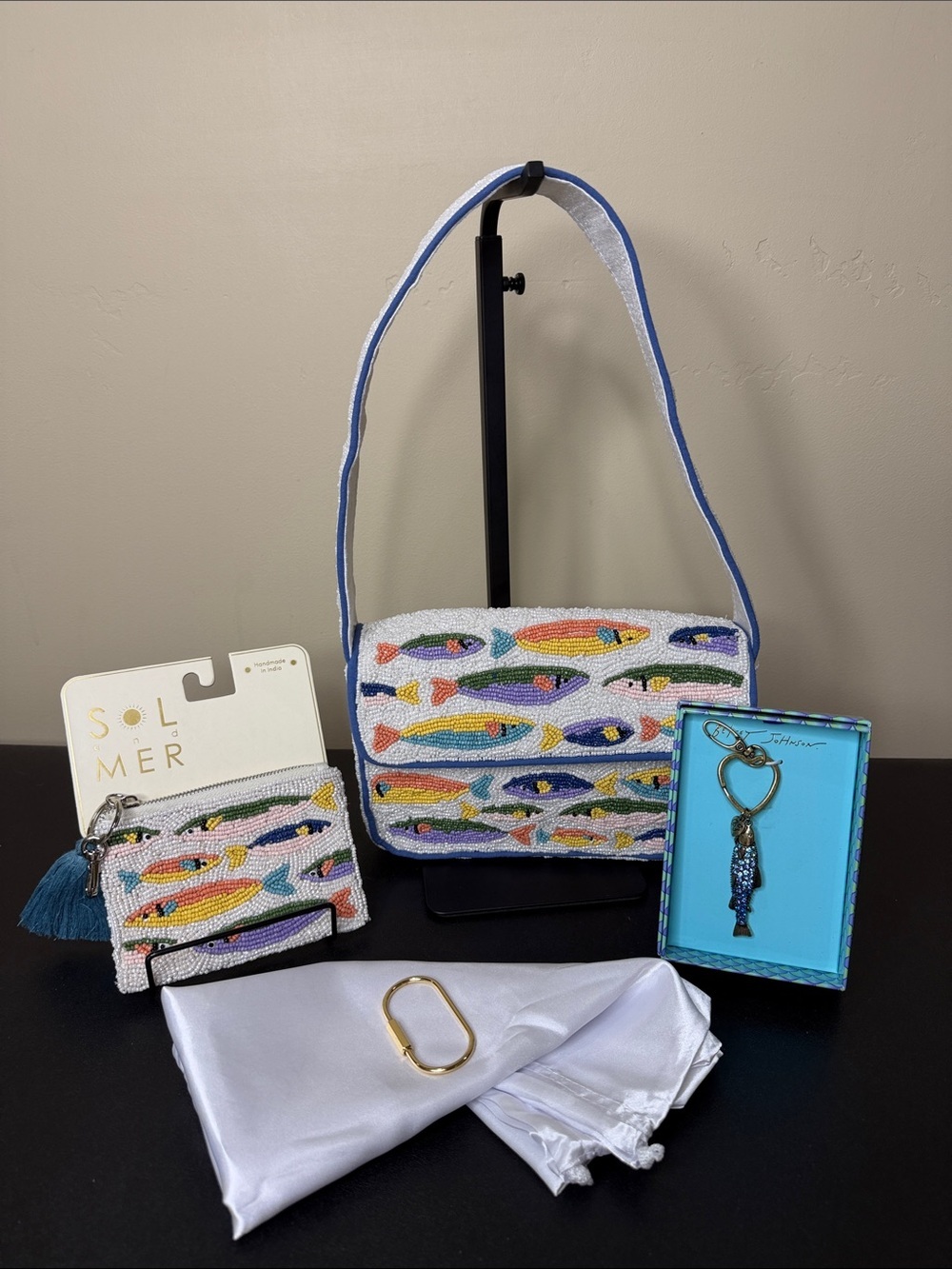 Made In India | Fish Bag Matching Wallet, BJ Fish Charm, Connector & Dust Bag 🐟